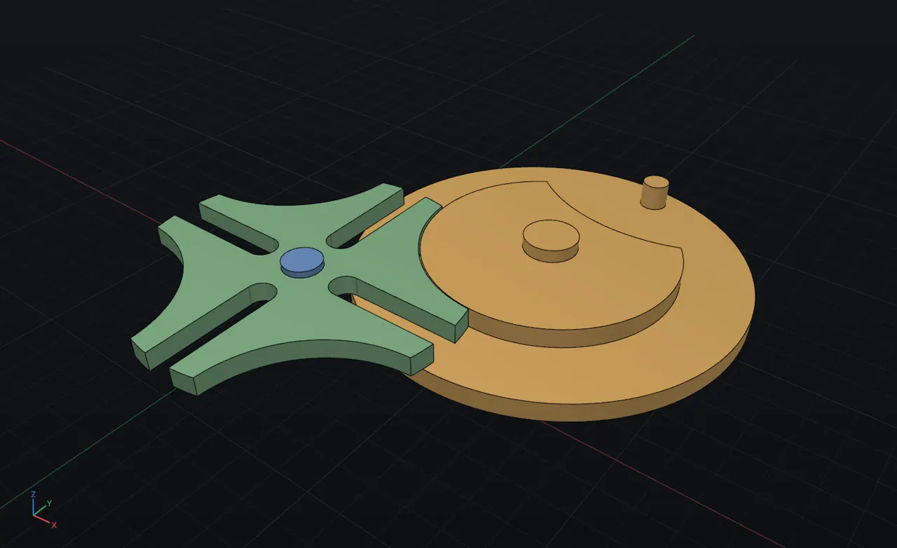 A Geneva wheel and its driver modelled in Draft 3D.